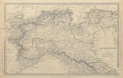 ANCIENT ROMAN ITALY NORTH.Liguria Venetia Gallia Cisalpina.Roads.SDUK 1844 map