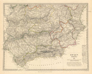 SPAIN SOUTH.Sevilla Granada Cordoba Jaen Murcia Valencia Toledo.SDUK 1844 map