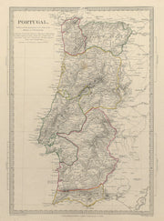 PORTUGAL. Provinces.Algarve Alentejo Estremadura Beira etc. SDUK 1844 old map