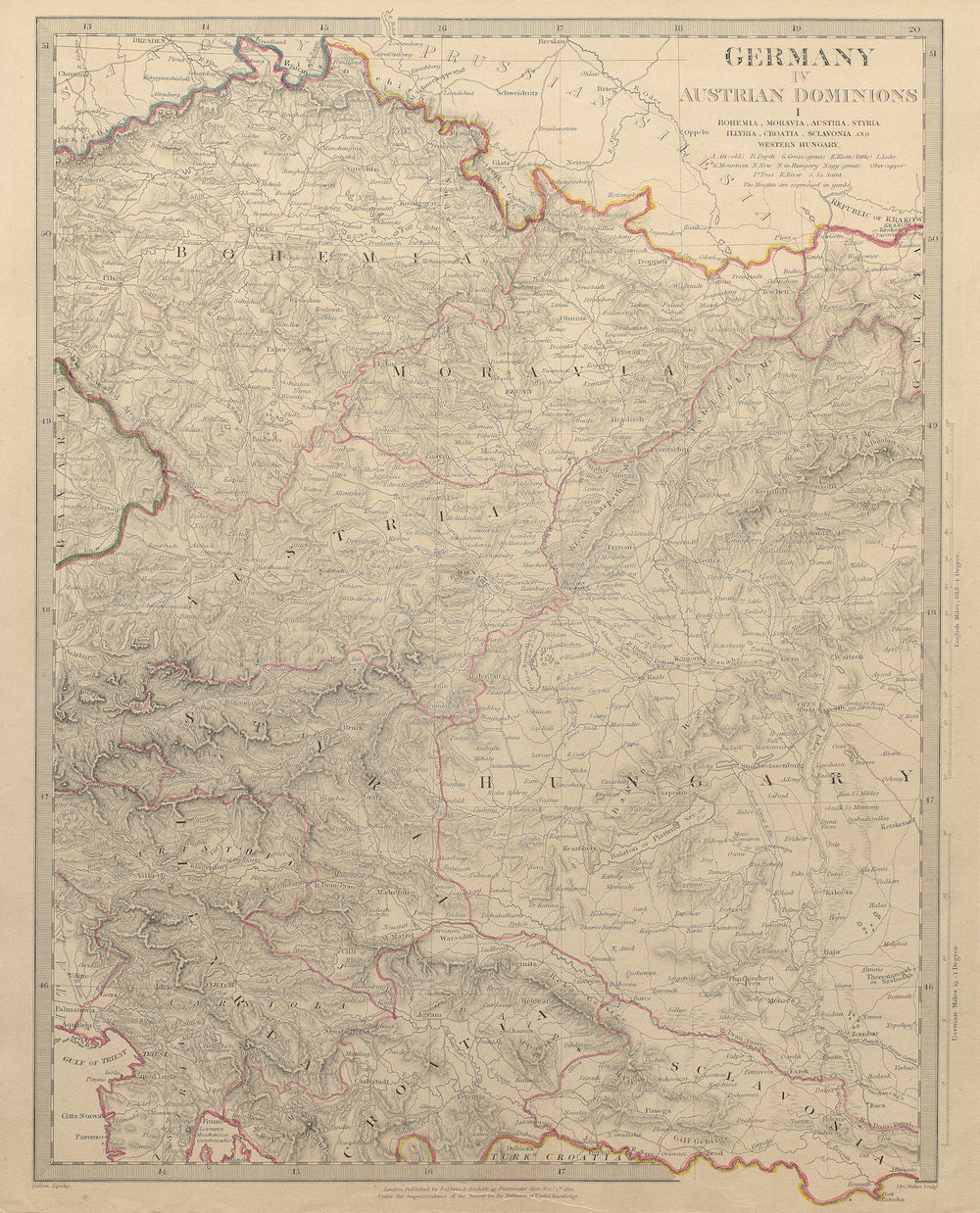 AUSTRIAN DOMINION.Bohemia Moravia Styria Illyria Croatia Hungary.SDUK 1844 map