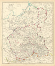 POLAND POLSKA.Palatinates Woiwodies.Mazow Krakow Plock Kalisz &c.SDUK 1844 map