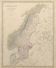SCANDINAVIA. Sweden, Norway, and Denmark. Population table. SDUK 1844 old map