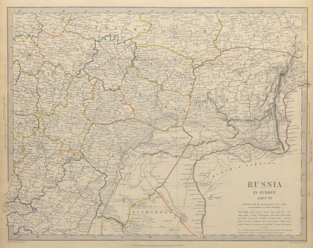 RUSSIA.Astrakhan Kostroma Viatra Perm Penza Saratov Kazan Tambor.SDUK 1844 map
