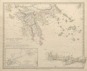 ANCIENT GREECE.Morea Creta Athens Peloponnesus Cyclades Arcadia.SDUK 1844 map