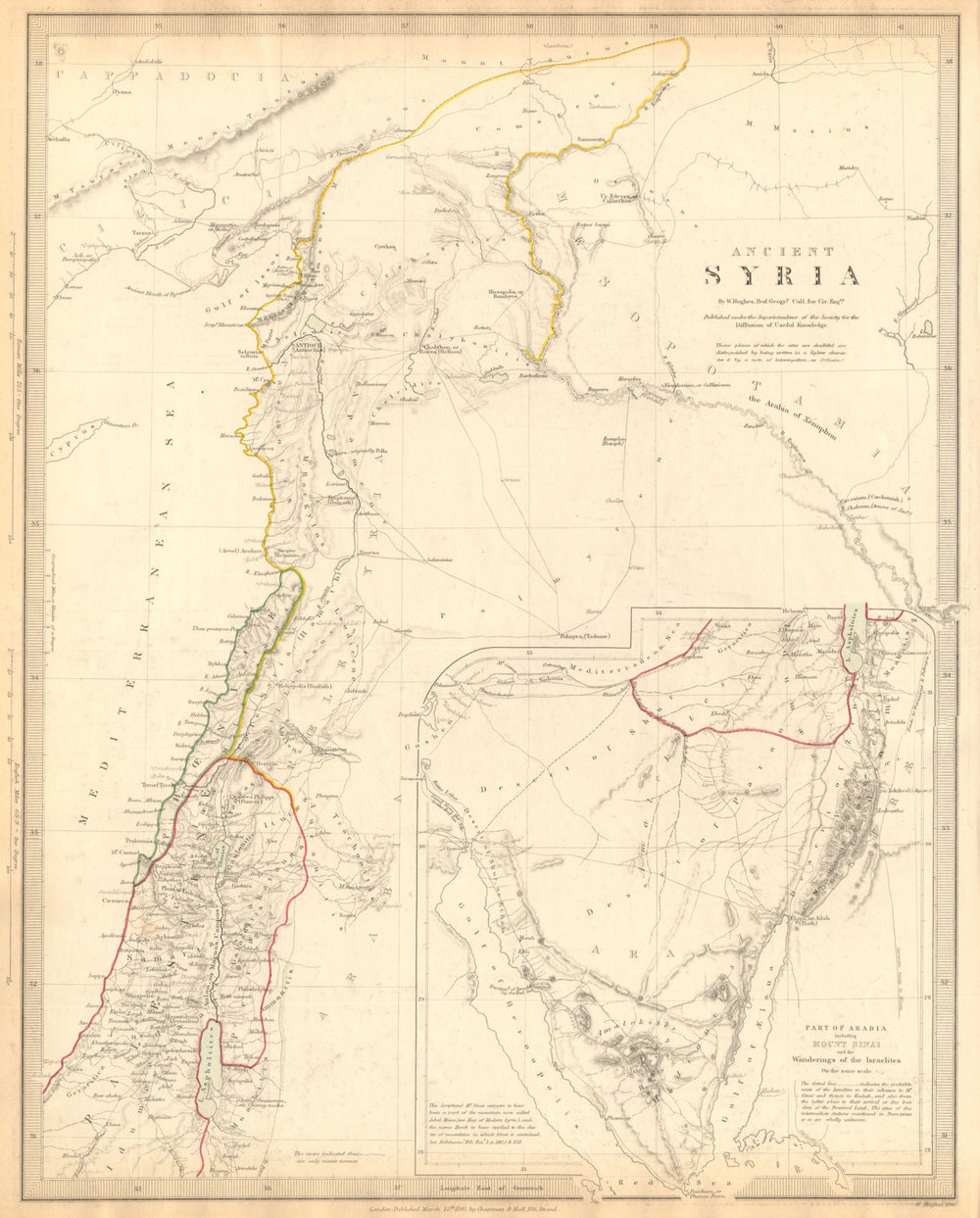 ANCIENT SYRIA. Levant; Sinai.wanderings of the Israelites. SDUK 1844 old map