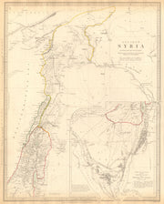 ANCIENT SYRIA. Levant; Sinai.wanderings of the Israelites. SDUK 1844 old map