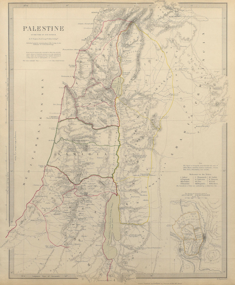 PALESTINE. in the time of Our Saviour Jesus; Ancient Jerusalem. SDUK 1844 map
