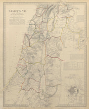 PALESTINE. Hauran. Israel Jordan Syria Lebanon. Jerusalem plan. SDUK 1844 map