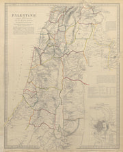 PALESTINE. Hauran. Israel Jordan Syria Lebanon. Jerusalem plan. SDUK 1844 map