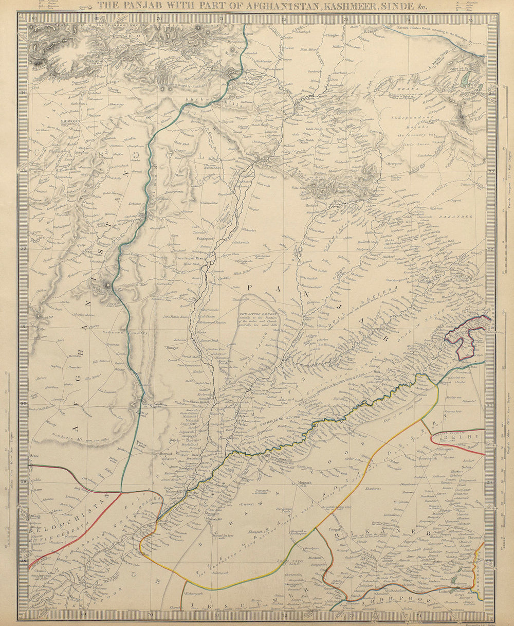 PAKISTAN. the Punjab, Afghanistan, Kashmir, and Sinde. SDUK 1844 old map