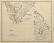 SOUTH INDIA & CEYLON (SRI LANKA) . Carnatic Travancore Kochi. SDUK 1844 map