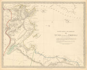 TUNISIA LIBYA. North Africa or Barbary. Tunis Tripoli. SDUK 1844 old map