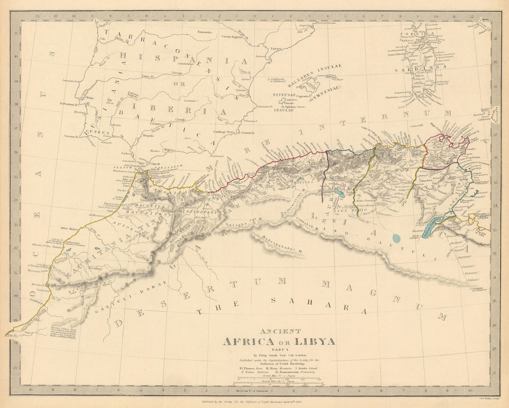 ANCIENT NORTH AFRICA.Mauritania Byzacium.Morocco Algeria Tunisia.SDUK 1844 map