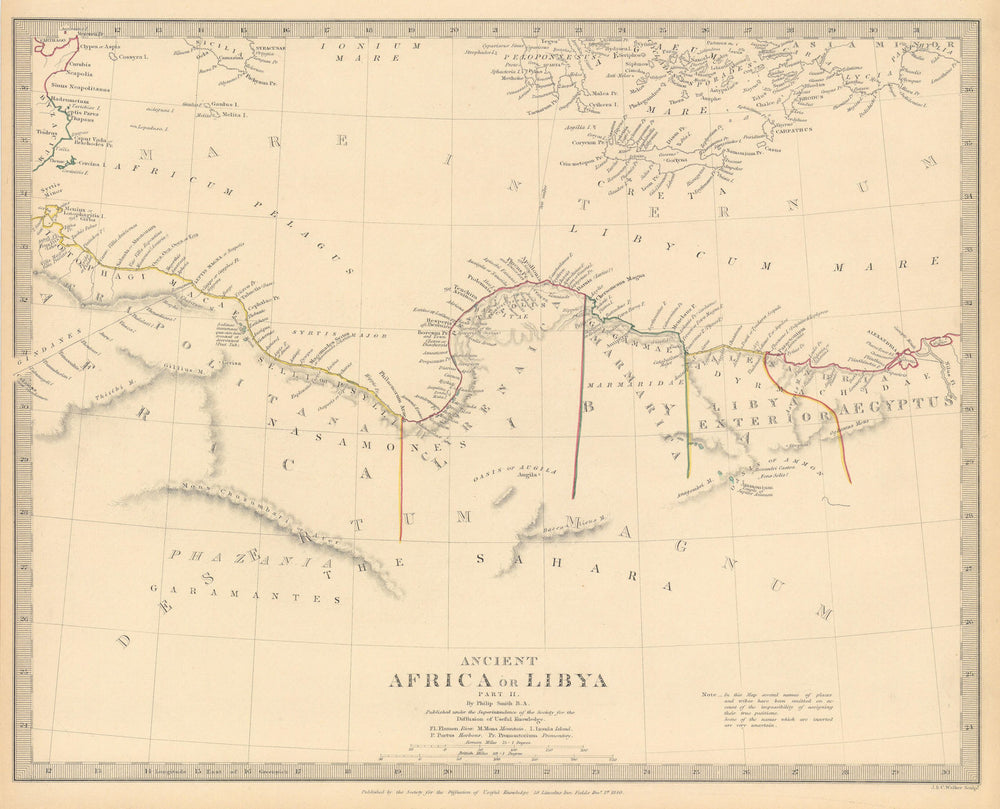 ANCIENT NORTH AFRICA. Syrtis Minor to Alexandria. Libya Egypt. SDUK 1844 map
