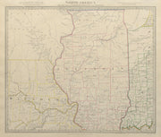 USA. Missouri Illinois Indiana. Indian tribes villages borders. SDUK 1844 map