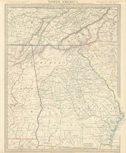 USA. Alabama Georgia Cherokee & Muscogee villages. TN NC SC FL. SDUK 1844 map