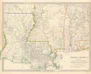 US GULF COAST.Louisiana Mississippi Alabama FL. Indian villages. SDUK 1844 map