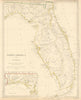 FLORIDA. Showing Seminole Indian reservation & villages.SDUK 1844 old map