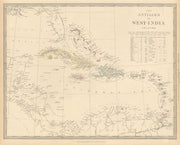 WEST INDIES. Antilles Caribbean Cuba Puerto Rico Jamaica Bahamas.SDUK 1844 map