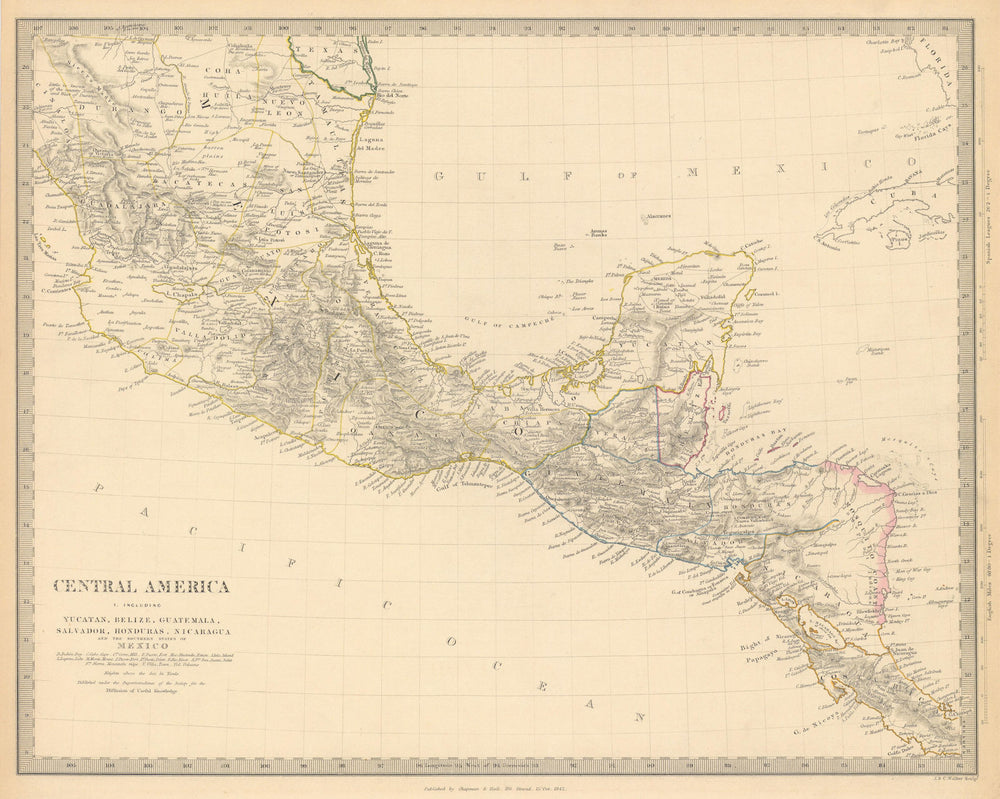 SOUTHERN MEXICO & CENTRAL AMERICA. Yucatan Belize Mosquito Coast.SDUK 1844 map