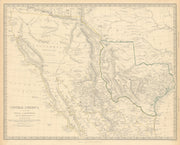 SOUTH WESTERN USA.Showing Republic of Texas & Mexican California.SDUK 1844 map