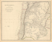 SOUTH AMERICA.La Plata and Chilé.Chile Argentina Uruguay Bolivia.SDUK 1844 map