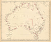 AUSTRALIA IN 1839. Shows dates colonies established. Population. SDUK 1844 map