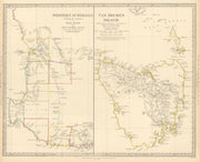 AUSTRALIA. Western Australia & Van Diemen's Land (Tasmania) . SDUK 1844 map