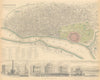CALCUTTA KOLKATA. Antique town city map plan.Govt House.Esplanade Row.SDUK 1844
