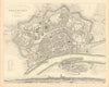 FRANKFURT AM MAIN. Antique town city map plan. Panorama.am Mayn. SDUK 1844