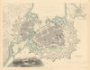 GENEVA GENÈVE GENEVE GENF. Antique town city map plan & environs. SDUK 1844