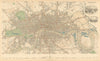 LONDON. Antique town city map plan. Profiles of main buildings. LARGE.SDUK 1844