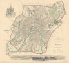 MOSCOW MOSKAU Москва. Antique town city map plan & panorama. SDUK 1844 old