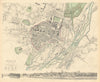 MUNICH MÜNCHEN MUNCHEN. Antique town city map plan & panorama. SDUK 1844