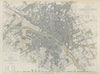 PARIS. Antique town city map plan. LARGE 55 x 40cm. SDUK 1844 old