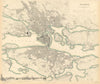 STOCKHOLM. Antique town city map plan. Inset panorama view. SDUK 1844 old