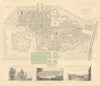 TURIN TORINO.Antique town city map plan.Panorama.Superga.Royal Palace.SDUK 1844