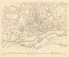 WARSAW WARSZAWA. Antique town city map plan. Building profiles.Colour.SDUK 1844