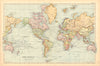 WORLD ON MERCATOR'S PROJECTION. Showing shipping routes. BACON 1904 old map