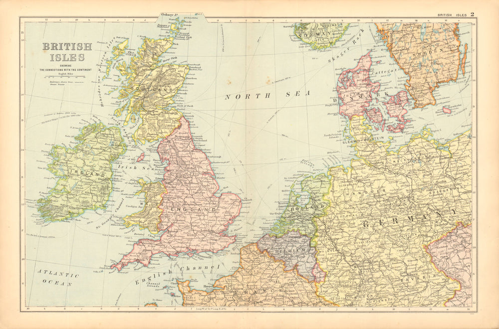 BRITISH ISLES/NW EUROPE Continental connections. Steamship routes.BACON 1904 map