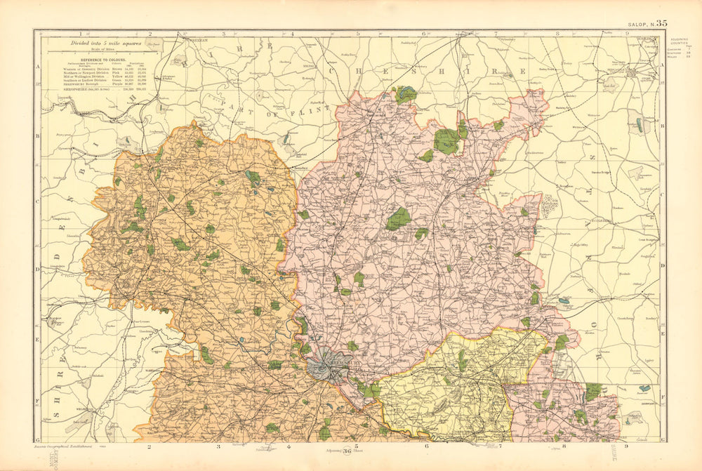 SHROPSHIRE (NORTH). Showing Parliamentary divisions & parks. BACON 1904 map