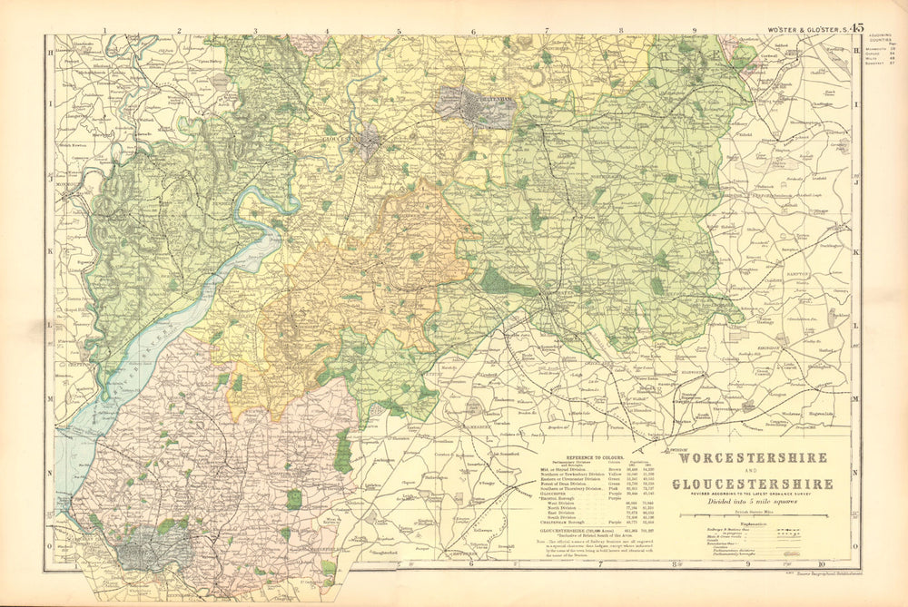 WORCESTERSHIRE AND GLOUCESTERSHIRE SOUTH. Parliamentary divisions.BACON 1904 map