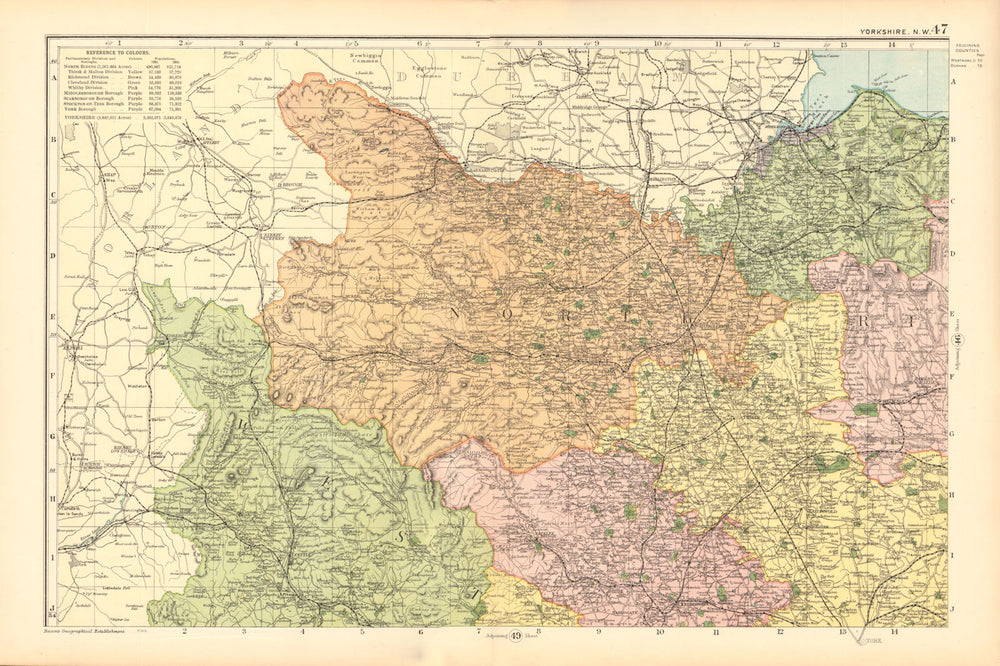 YORKSHIRE (NORTH WEST). Showing Parliamentary divisions & parks. BACON 1904 map