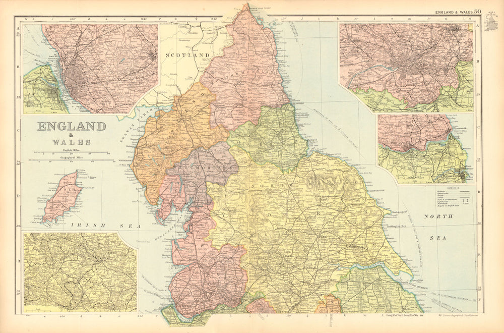 NORTHERN ENGLAND Liverpool Bradford Manchester Newcastle environs.BACON 1904 map