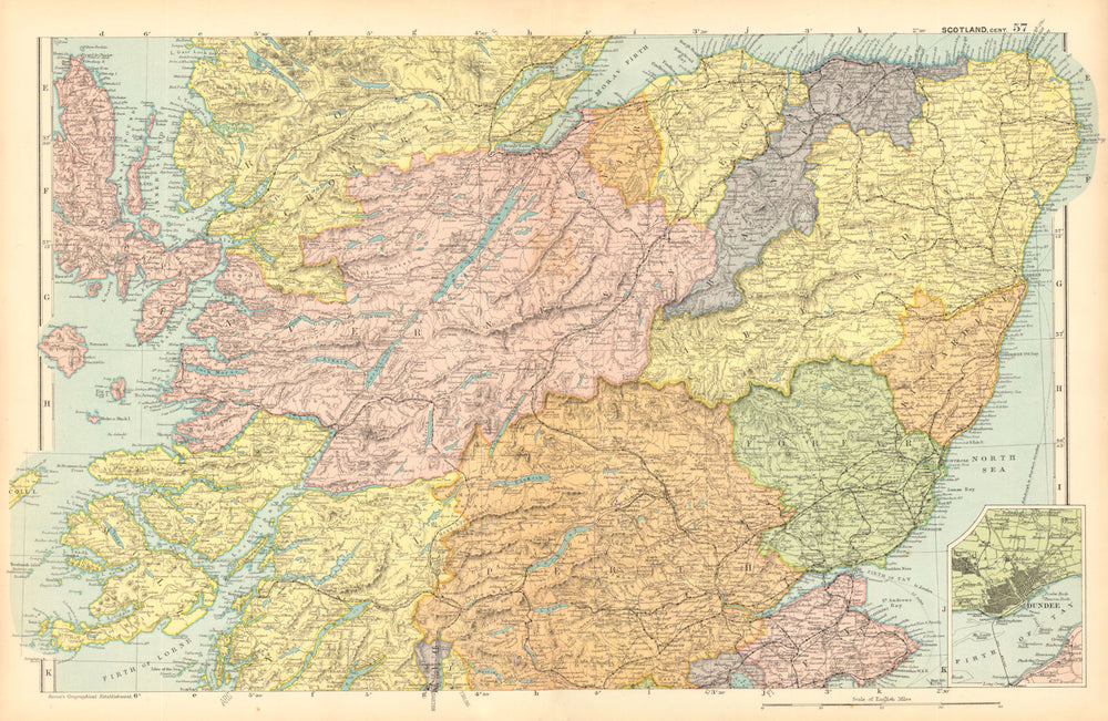 SCOTLAND CENTRAL Tayside Grampian Highland.Parliamentary Railways.BACON 1904 map