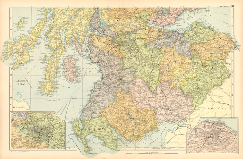 SCOTLAND SOUTH Edinburgh Glasgow environs Parliamentary Railways. BACON 1904 map