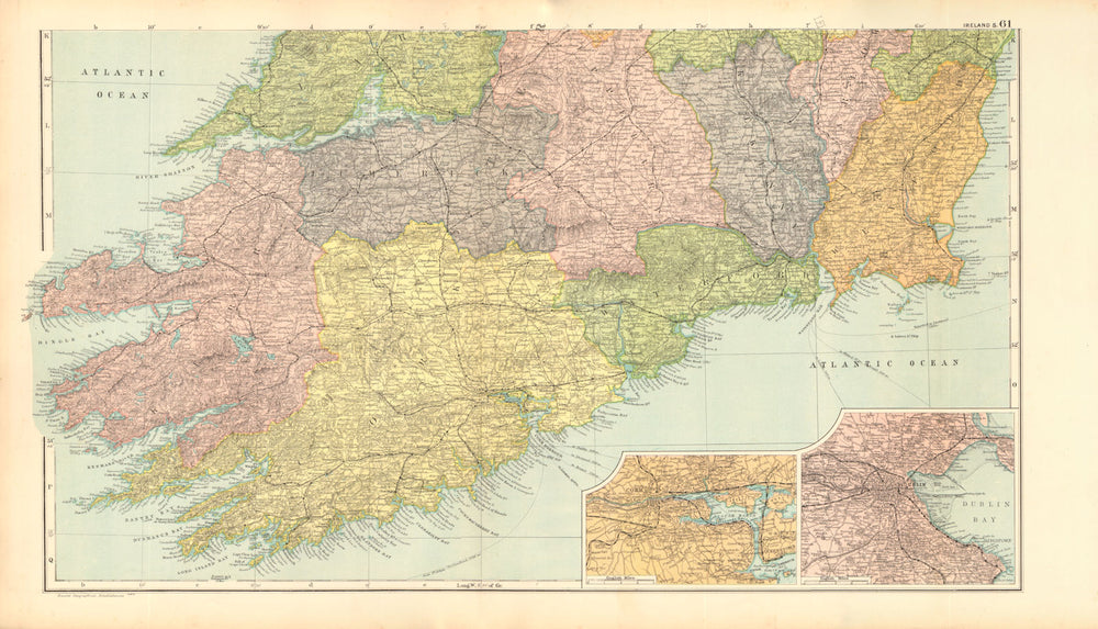 IRELAND SOUTH. Cork Dublin environs. Parliamentary. Railways. BACON 1904 map