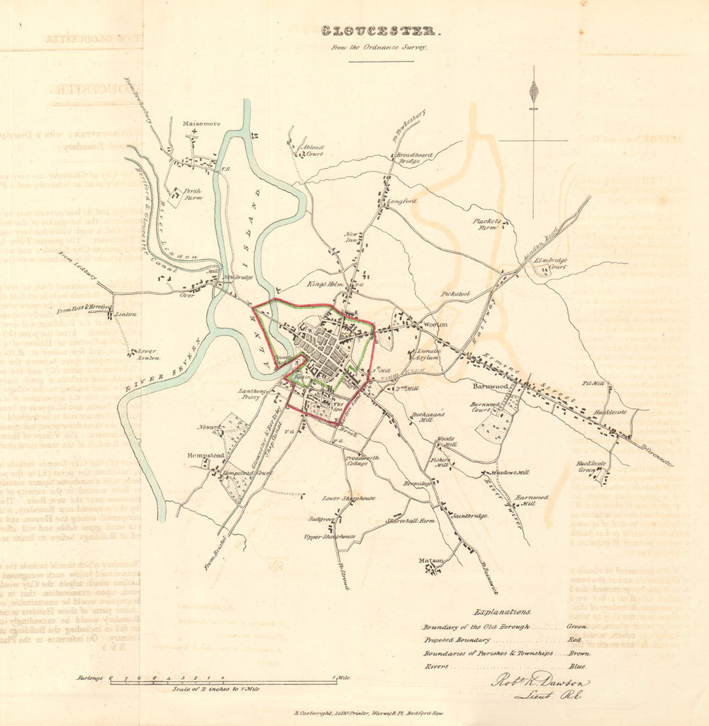 GLOUCESTER borough/town plan. REFORM ACT. Matson Wotton. DAWSON 1832 old map