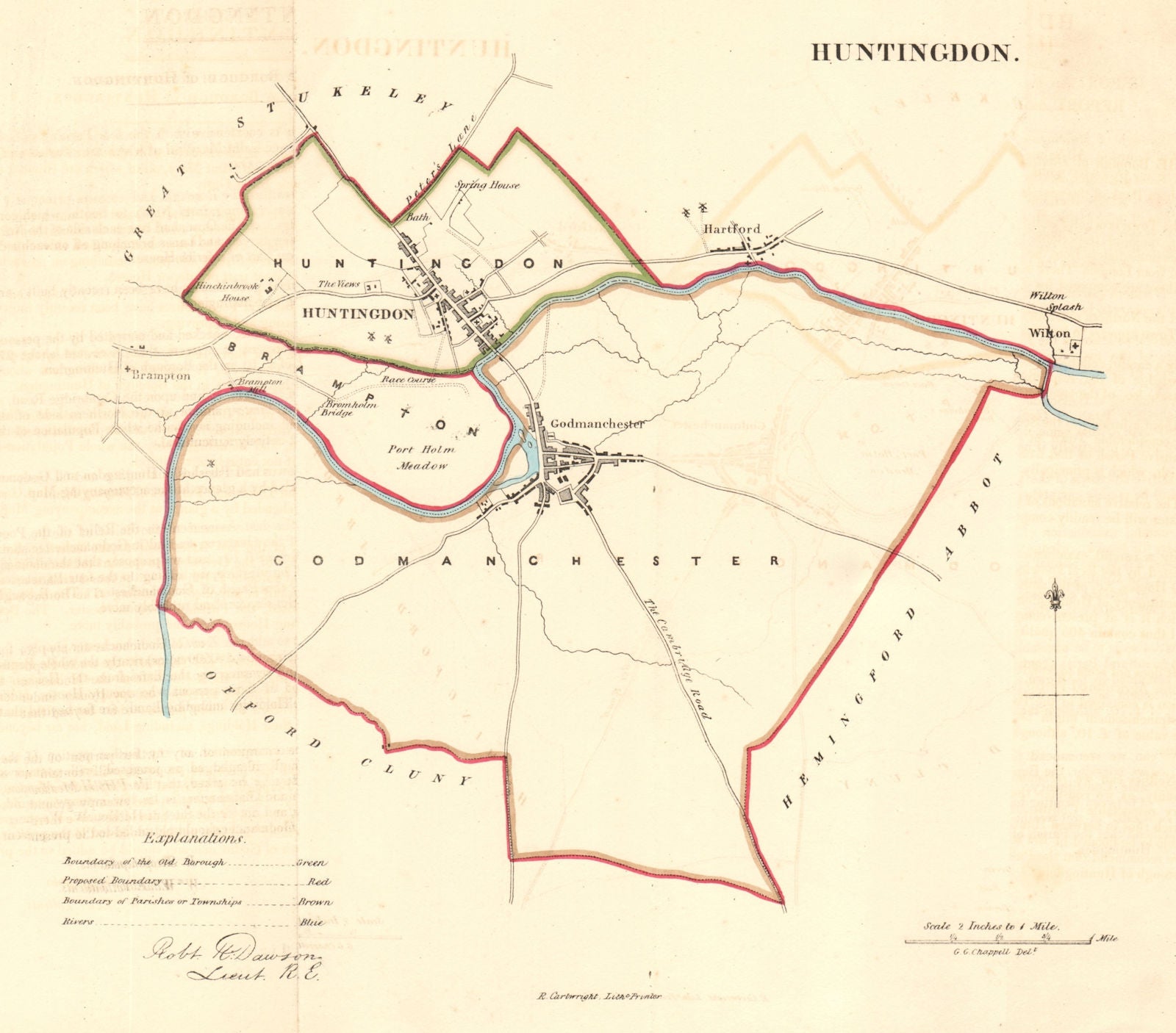 HUNTINGDON borough/town plan. REFORM ACT. Godmanchester Wyton. DAWSON ...