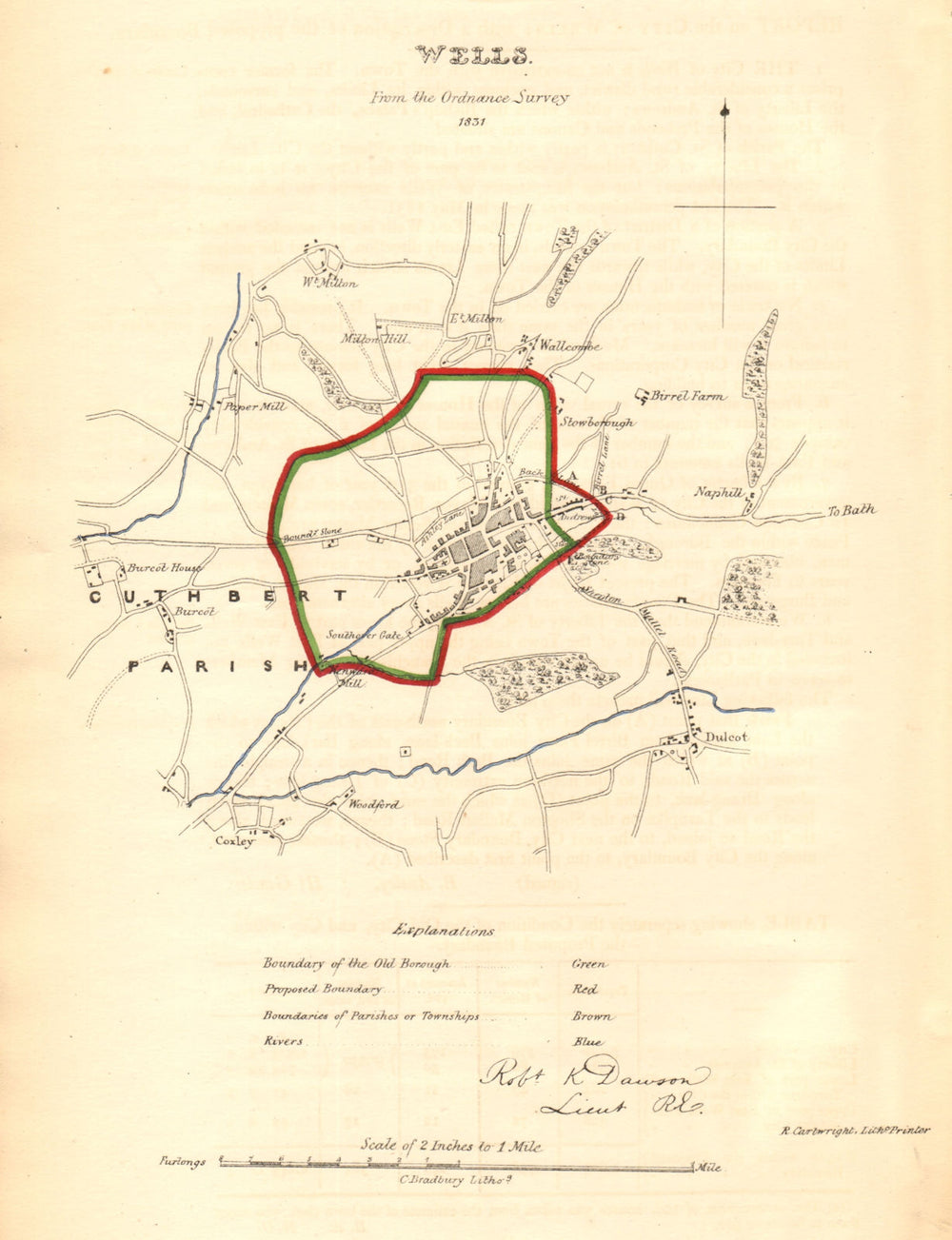 WELLS borough/town plan for the REFORM ACT. Coxley. Somerset. DAWSON 1832 map